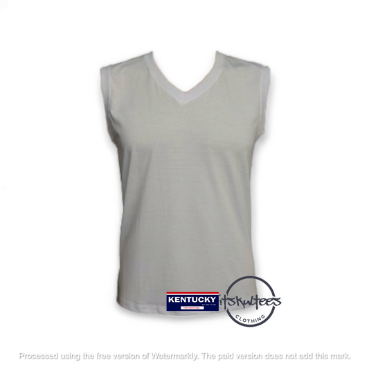 itskultees Kentucky  Sando for Men Sleeveless V-Neck White