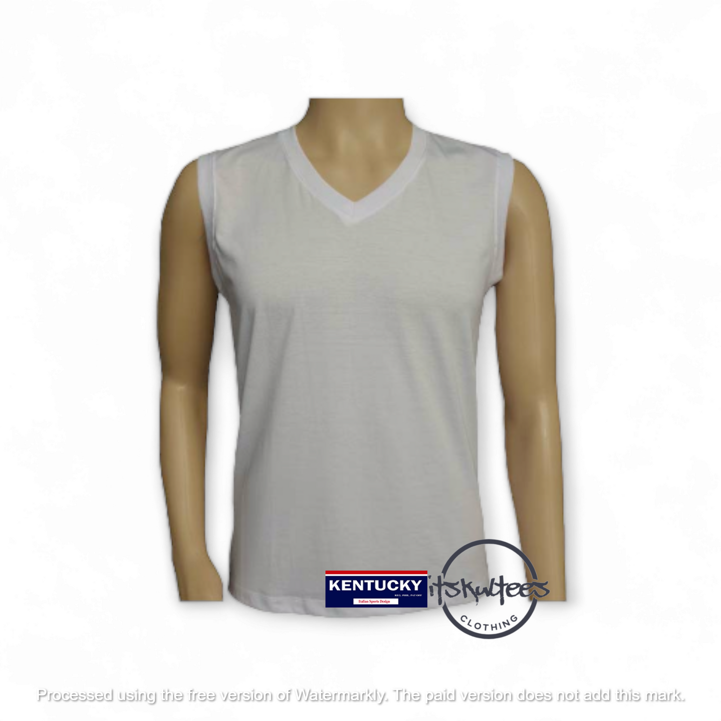 itskultees Kentucky  Sando for Men Sleeveless V-Neck White